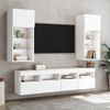 2 Uds Muebles Tv De Pared | Mueble De Salón | Armario Tv Con Luces Led Blanco 40x30x40 Cm Cfw780565