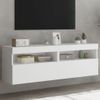 2 Uds Muebles Tv De Pared | Mueble De Salón | Armario Tv Con Luces Led Blanco 60x30x40 Cm Cfw780566