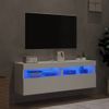 2 Uds Muebles Tv De Pared | Mueble De Salón | Armario Tv Con Luces Led Blanco 60x30x40 Cm Cfw780566