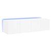 2 Uds Muebles Tv De Pared | Mueble De Salón | Armario Tv Con Luces Led Blanco 60x35x31 Cm Cfw780567