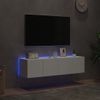 2 Uds Muebles Tv De Pared | Mueble De Salón | Armario Tv Con Luces Led Blanco 60x35x31 Cm Cfw780567