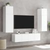 2 Uds Muebles Tv De Pared | Mueble De Salón | Armario Tv Con Luces Led Blanco 60x35x31 Cm Cfw780567