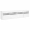 2 Uds Muebles Tv De Pared | Mueble De Salón | Armario Tv Con Luces Led Blanco 80x30x40 Cm Cfw780569