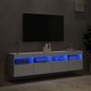 2 Uds Muebles Tv De Pared | Mueble De Salón | Armario Tv Con Luces Led Blanco 80x30x40 Cm Cfw780569