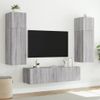 2 Uds Muebles Tv De Pared | Mueble De Salón | Armario Tv Con Luces Led Gris Sonoma 60x35x31 Cm Cfw780949