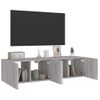 2 Uds Muebles Tv De Pared | Mueble De Salón | Armario Tv Con Luces Led Gris Sonoma 60x35x31 Cm Cfw780949