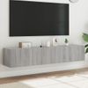 2 Uds Muebles Tv De Pared | Mueble De Salón | Armario Tv Con Luces Led Gris Sonoma 80x35x31 Cm Cfw780951