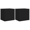 2 Uds Muebles Tv De Pared | Mueble De Salón | Armario Tv Con Luces Led Negro 40,5x35x40 Cm Cfw780574