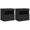 2 Uds Muebles Tv De Pared | Mueble De Salón | Armario Tv Con Luces Led Negro 40x30x40 Cm Cfw780575