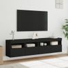 2 Uds Muebles Tv De Pared | Mueble De Salón | Armario Tv Con Luces Led Negro 80x30x40 Cm Cfw780580