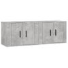 2 Uds Muebles Tv De Pared | Mueble De Salón | Armario Tv Gris Hormigón 57x34,5x40 Cm Cfw780855