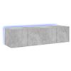 2 Uds Muebles Tv De Pared | Mueble De Salón | Armario Tv Luces Led Gris Hormigón 60x35x31 Cm Cfw780959