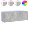 2 Uds Muebles Tv De Pared | Mueble De Salón | Armario Tv Luces Led Gris Hormigón 60x35x41 Cm Cfw780960