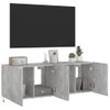 2 Uds Muebles Tv De Pared | Mueble De Salón | Armario Tv Luces Led Gris Hormigón 60x35x41 Cm Cfw780960