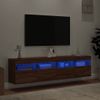 2 Uds Muebles Tv De Pared | Mueble De Salón | Armario Tv Luces Led Roble Marrón 80x30x40 Cm Cfw780987