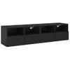 2 Uds Muebles Tv De Pared | Mueble De Salón | Armario Tv Madera Ingeniería Negro 60x30x30cm Cfw780415