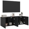 2 Uds Muebles Tv De Pared | Mueble De Salón | Armario Tv Negro 60x30x41 Cm Cfw780871