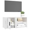 2 Uds Muebles Tv | Mueble De Salón | Armario Tv Madera Blanco Brillo 80x31,5x36 Cm Cfw780678