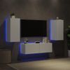 3 Uds Muebles Tv De Pared | Mueble De Salón | Armario Tv Con Luces Led Blanco Cfw780581