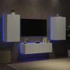 3 Uds Muebles Tv De Pared | Mueble De Salón | Armario Tv Con Luces Led Blanco Cfw780582