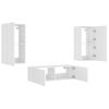 3 Uds Muebles Tv De Pared | Mueble De Salón | Armario Tv Con Luces Led Blanco Cfw780582