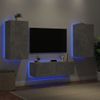 3 Uds Muebles Tv De Pared | Mueble De Salón | Armario Tv Con Luces Led Gris Hormigón Cfw780584