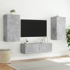 3 Uds Muebles Tv De Pared | Mueble De Salón | Armario Tv Con Luces Led Gris Hormigón Cfw780584