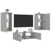 3 Uds Muebles Tv De Pared | Mueble De Salón | Armario Tv Con Luces Led Gris Sonoma Cfw780586