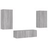 3 Uds Muebles Tv De Pared | Mueble De Salón | Armario Tv Con Luces Led Gris Sonoma Cfw780586