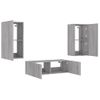 3 Uds Muebles Tv De Pared | Mueble De Salón | Armario Tv Con Luces Led Gris Sonoma Cfw780586