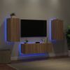 3 Uds Muebles Tv De Pared | Mueble De Salón | Armario Tv Con Luces Led Roble Sonoma Cfw780593