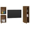 3 Uds Muebles Tv | Mueble De Salón | Armario Tv Madera Maciza De Pino Marrón Miel Cfw780735