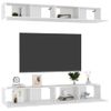 4 Uds Muebles Tv | Mueble De Salón | Armario Tv Blanco Brillante 100x30x30 Cm Cfw780219