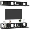 4 Uds Muebles Tv | Mueble De Salón | Armario Tv Madera Ingeniería Negro 100x30x30 Cm Cfw780237