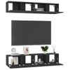 4 Uds Muebles Tv | Mueble De Salón | Armario Tv Madera Ingeniería Negro 80x30x30 Cm Cfw780240