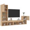 4 Uds Muebles Tv Pared | Mueble De Salón | Armario Tv Con Led Madera Ingeniería Roble Sonoma Cfw781019