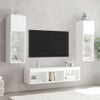 5 Uds Muebles Tv De Pared | Mueble De Salón | Armario Tv Con Led Madera Ingeniería Blanco Cfw780535