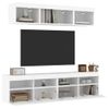 5 Uds Muebles Tv De Pared | Mueble De Salón | Armario Tv Con Led Madera Ingeniería Blanco Cfw780537