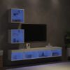 5 Uds Muebles Tv De Pared | Mueble De Salón | Armario Tv Con Led Madera Ingeniería Blanco Cfw780539