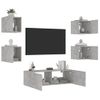 5 Uds Muebles Tv De Pared | Mueble De Salón | Armario Tv Con Luces Led Gris Hormigón Cfw780609