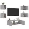 5 Uds Muebles Tv De Pared | Mueble De Salón | Armario Tv Con Luces Led Gris Sonoma Cfw780610