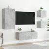 5 Uds Muebles Tv Pared | Mueble De Salón | Armario Tv Con Led Madera Ingeniería Gris Hormigón Cfw781020