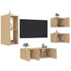 5 Uds Muebles Tv Pared | Mueble De Salón | Armario Tv Con Led Madera Ingeniería Roble Sonoma Cfw781037