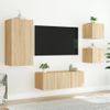 5 Uds Muebles Tv Pared | Mueble De Salón | Armario Tv Con Led Madera Ingeniería Roble Sonoma Cfw781037