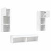 6 Uds Muebles Tv De Pared | Mueble De Salón | Armario Tv Con Led Madera Ingeniería Blanco Cfw780547