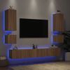 6 Uds Muebles Tv De Pared | Mueble De Salón | Armario Tv Con Luces Led Roble Sonoma Cfw780627