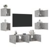 6 Uds Muebles Tv Pared | Mueble De Salón | Armario Tv Con Led Madera Ingeniería Gris Hormigón Cfw781044