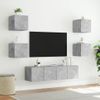 6 Uds Muebles Tv Pared | Mueble De Salón | Armario Tv Con Led Madera Ingeniería Gris Hormigón Cfw781044