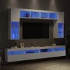 8 Uds Mueble Tv De Pared | Mueble De Salón | Armario Tv Con Luces Led Blanco Cfw776753