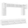 8 Uds Mueble Tv De Pared | Mueble De Salón | Armario Tv Con Luces Led Blanco Cfw776753